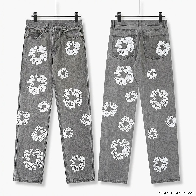 Vintage Style Gray Pants with DENIM TEARS Print