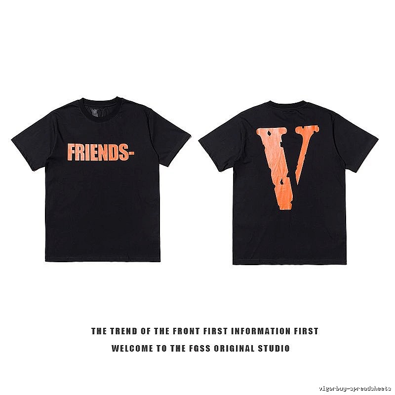 Vlone Urban Logo T-shirt Black Purple Vlone with Statement Pattern
